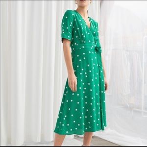 & Other Stories Polka Dot Midi Wrap Dress